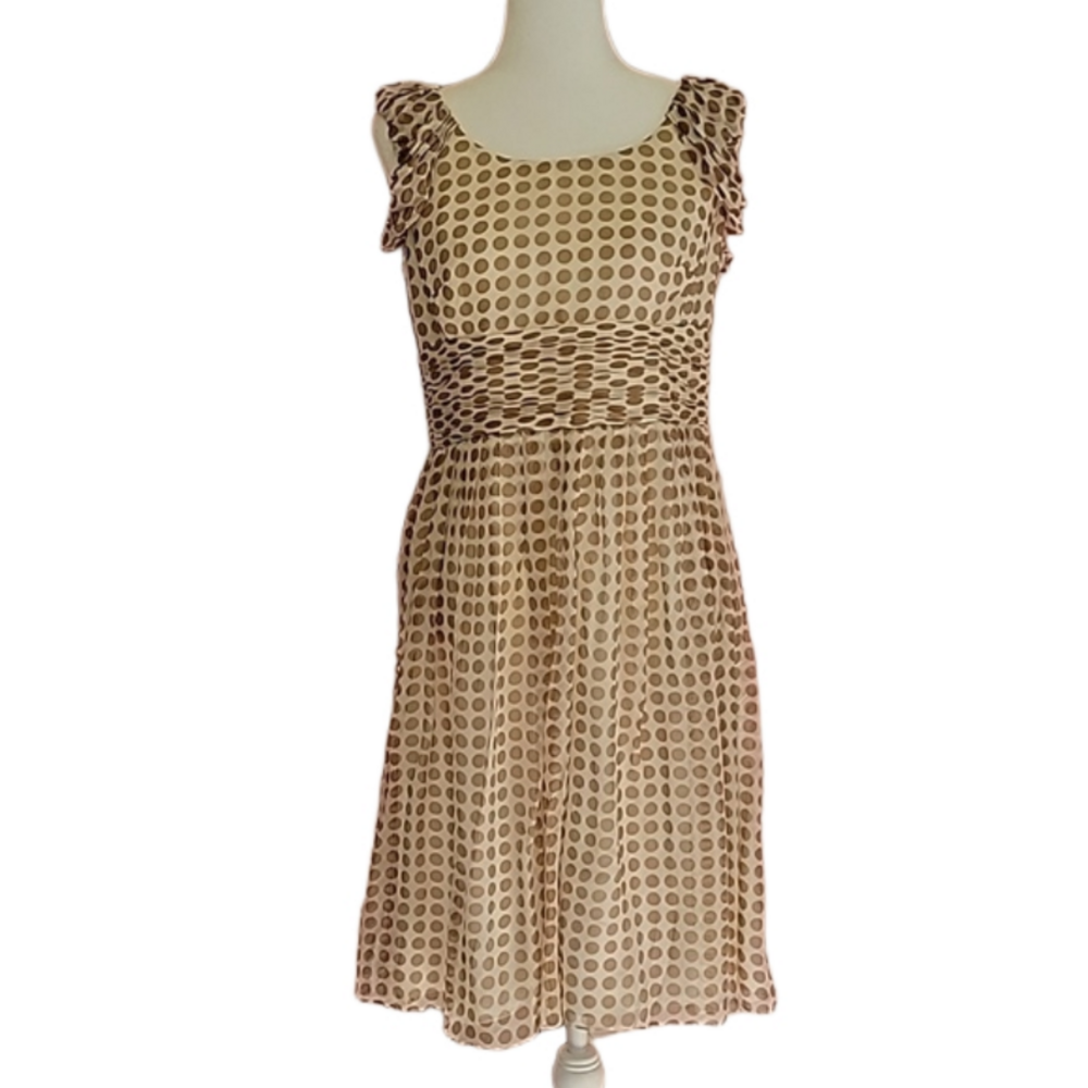 Anne Klein Polka Dot Silk Sleeveless Dress Size 10 EUC